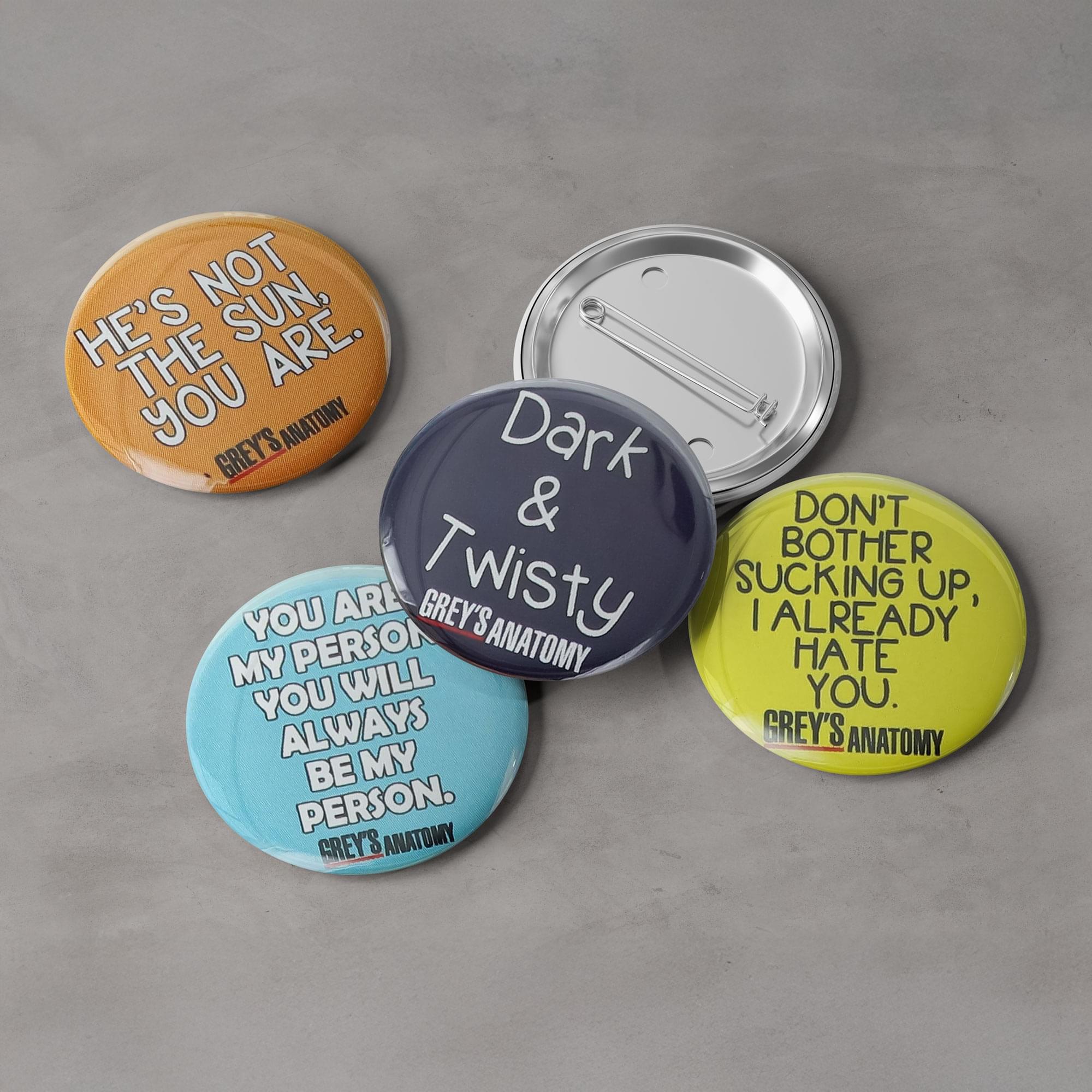Greys Anatomy 1.25 Inch Collectible Button Pins - Set of 4