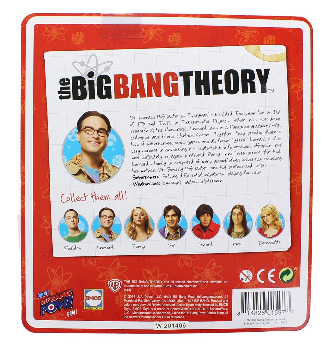 Big Bang Theory Leonard Hofstadter Retro Clothed 8" Action Figure