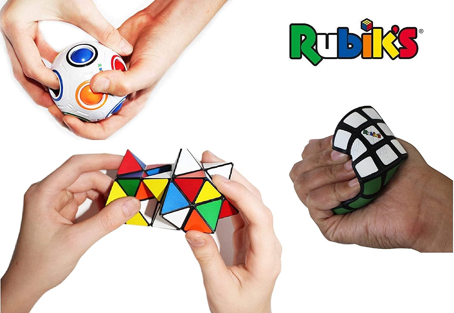 Rubiks 3 Piece Gift Set | Rainbow Ball | Squishy Cube | Magic Star