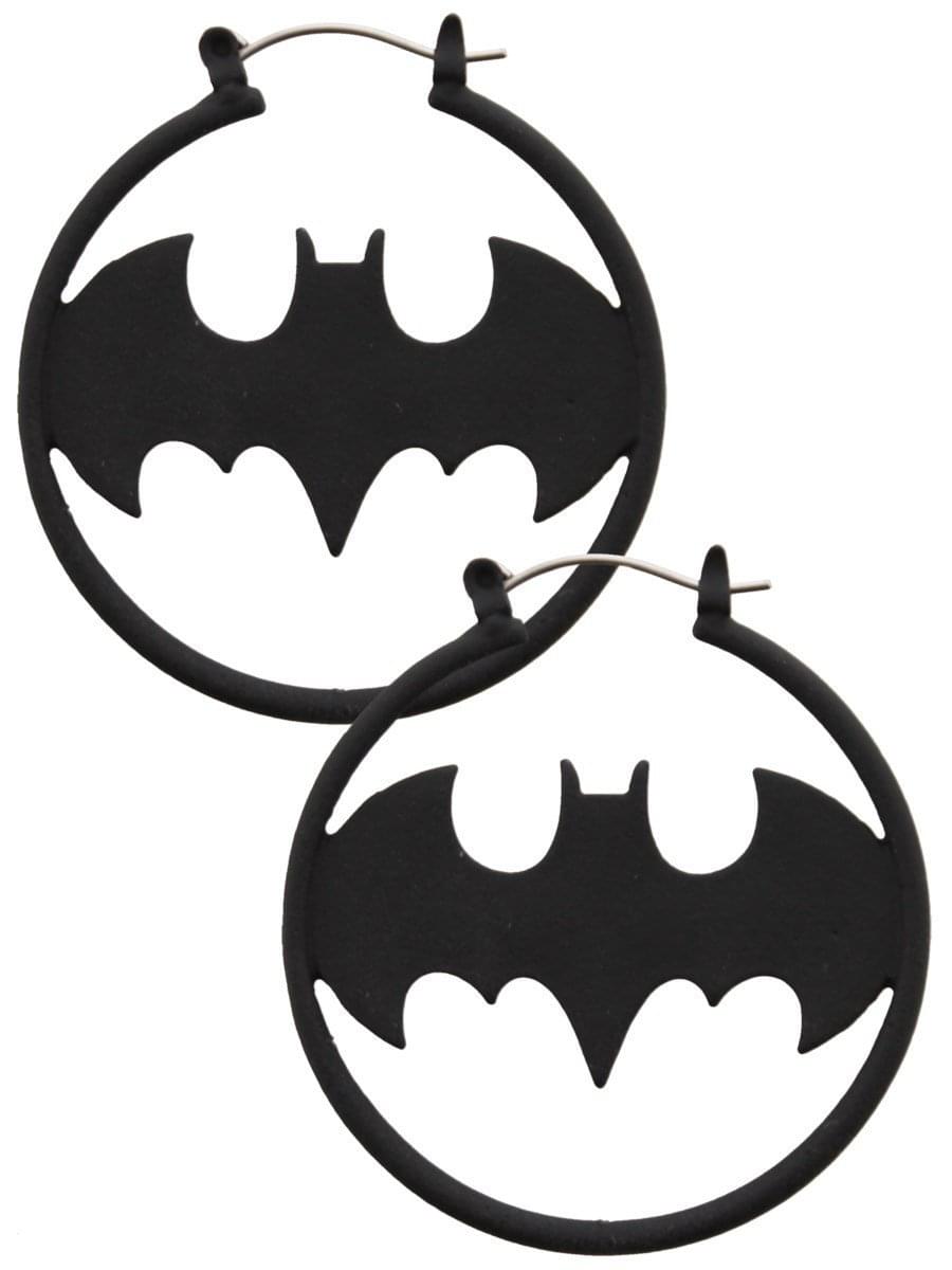 Batman Matte Finish Black Hoop Earrings