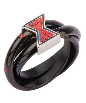 Marvel Black Widow Logo w/ Red Gems Stainless Steel Women's Ring, Size 7