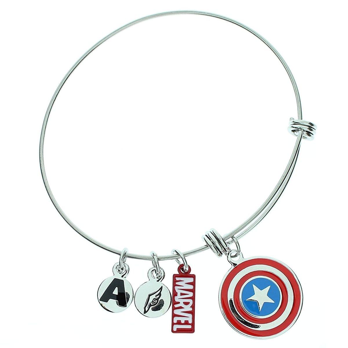 Marvel Captain America Logo Stainless Steel 7.5" Charm Bracelet