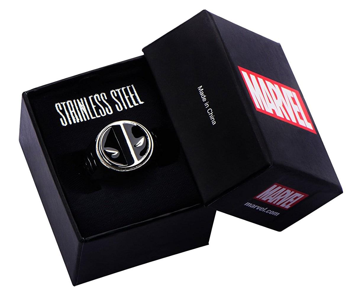 Deadpool Logo Stainless Steel Men's Ring, Size 10