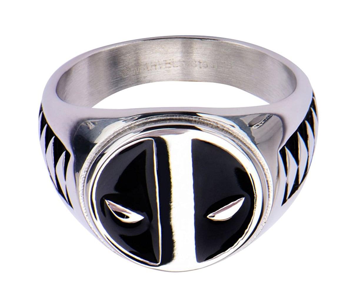 Deadpool Logo Stainless Steel Men's Ring, Size 11