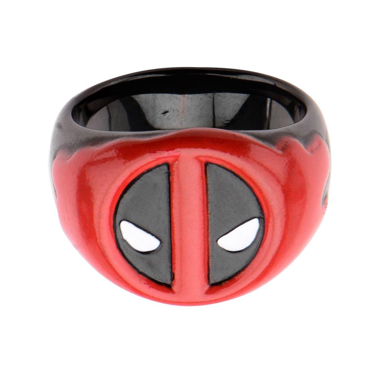 Deadpool Logo Stainless Steel Red Men's Ring, Size 12