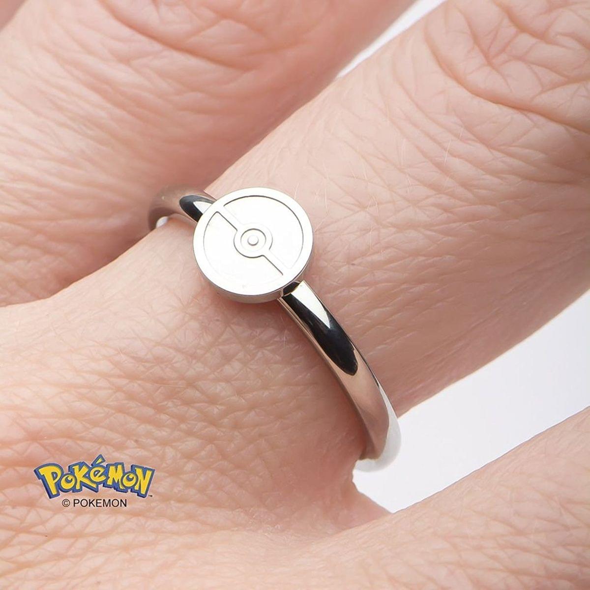 Pokemon Pokeball Stainless Steel Women's Ring, Size 8