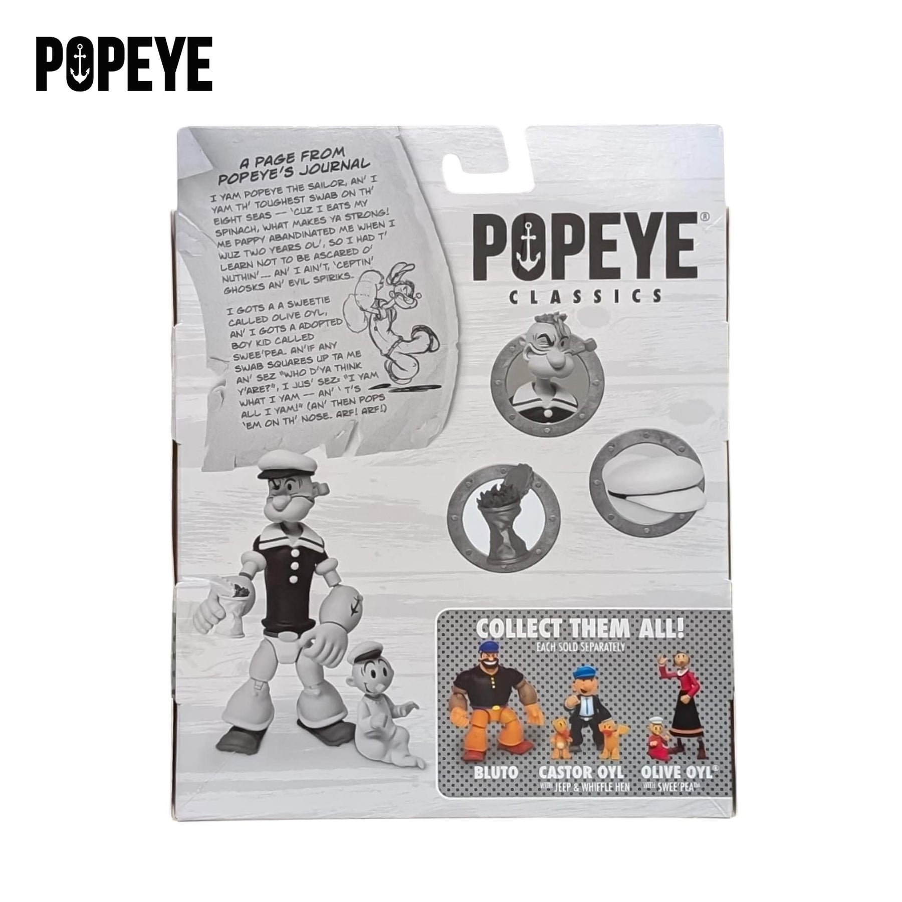 Popeye Classics 1:12 Scale Action Figure | Popeye (Black & White Ver.)