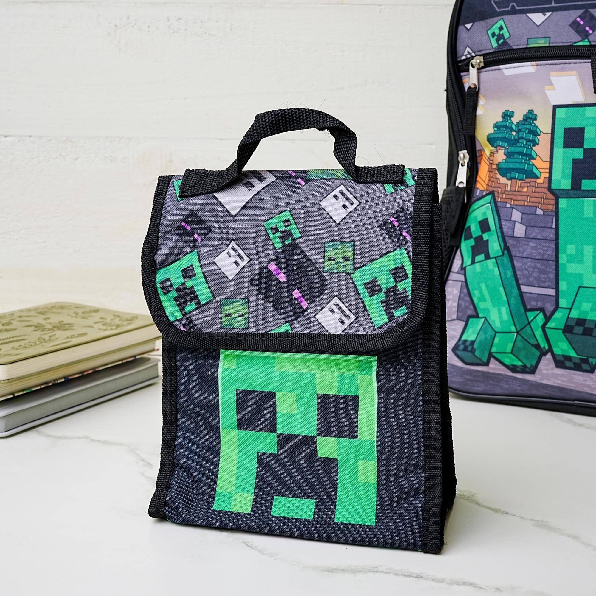 Minecraft Creeper 5 Piece 16 Inch Backpack Set