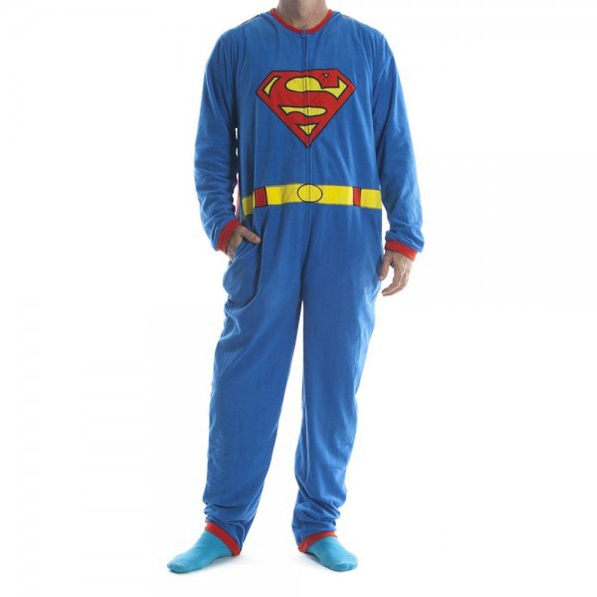 DC Comics Superman Fleece Jumpsuit Footie Pajama w/ Cape