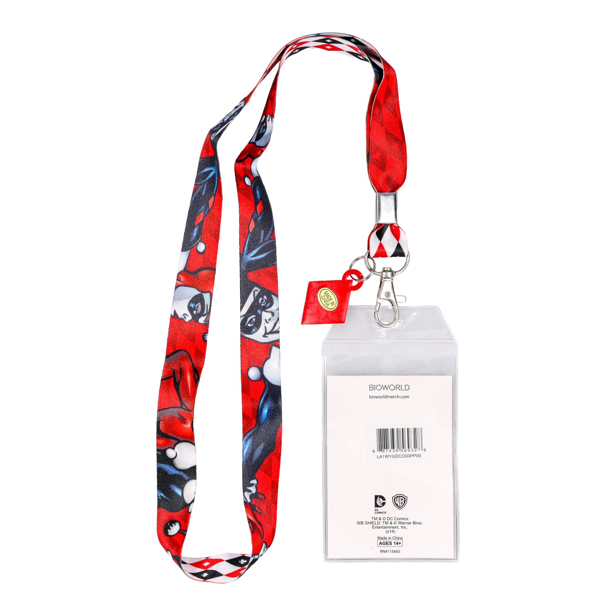 DC Comics Harley Quinn Pattern Lanyard with Charm