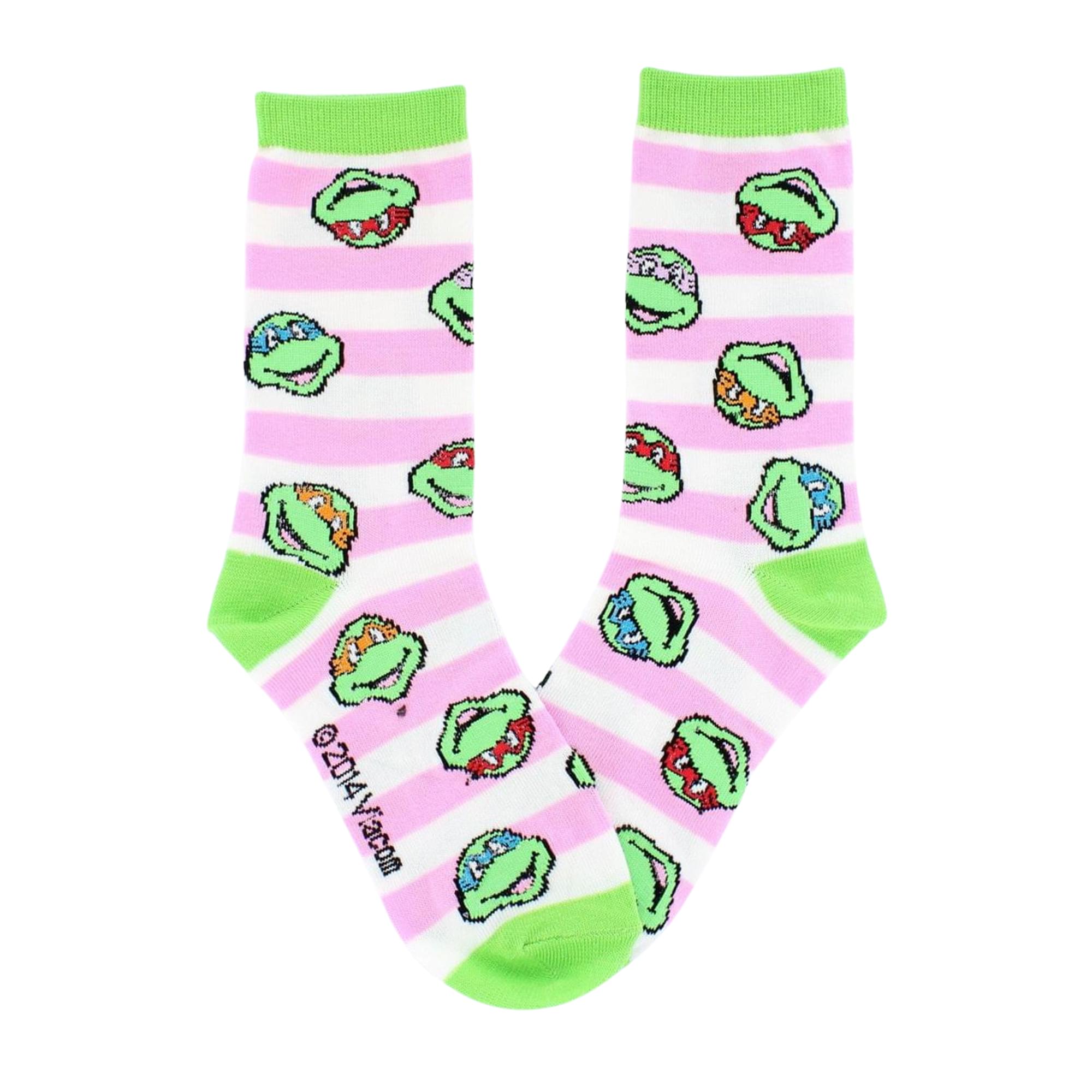 Teenage Mutant Ninja Turtles Pink Striped Crew Socks