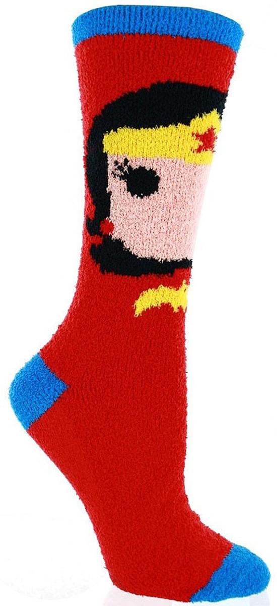 Wonder Woman Fuzzy Juniors Red Socks