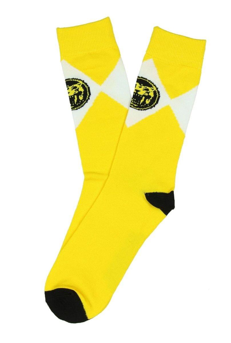Mighty Morphin Power Rangers Men's Crew Socks Yellow