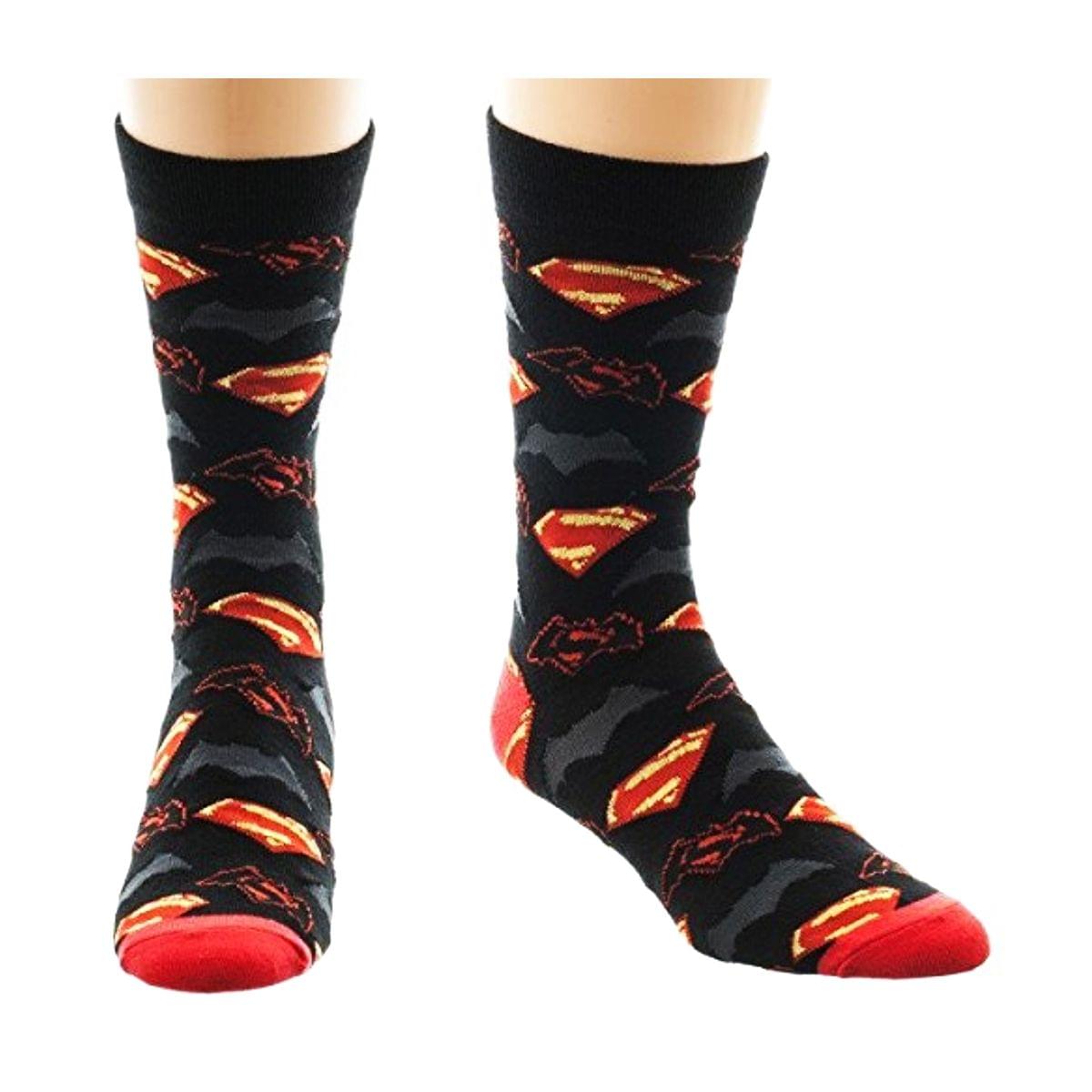 Batman v Superman: Dawn of Justice Logos Men's Crew Socks