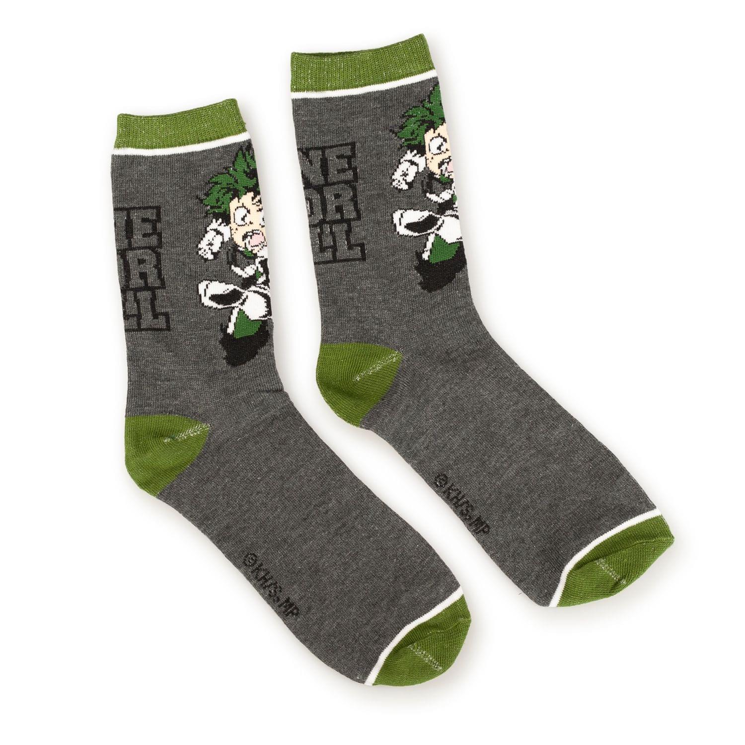 Bioworld My Hero Academia Anime Socks Featuring Deku | Adult Anime Crew Socks