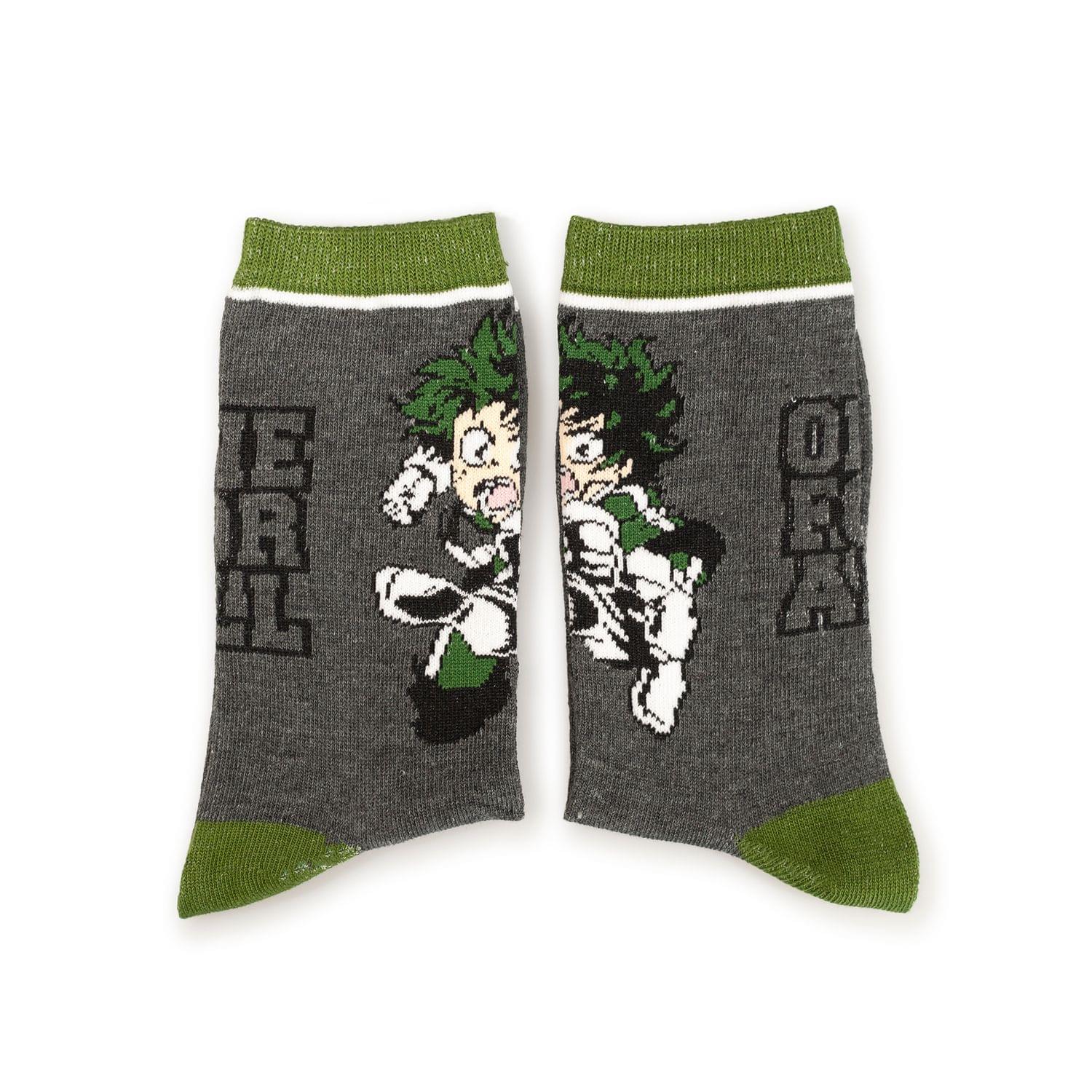 Bioworld My Hero Academia Anime Socks Featuring Deku | Adult Anime Crew Socks