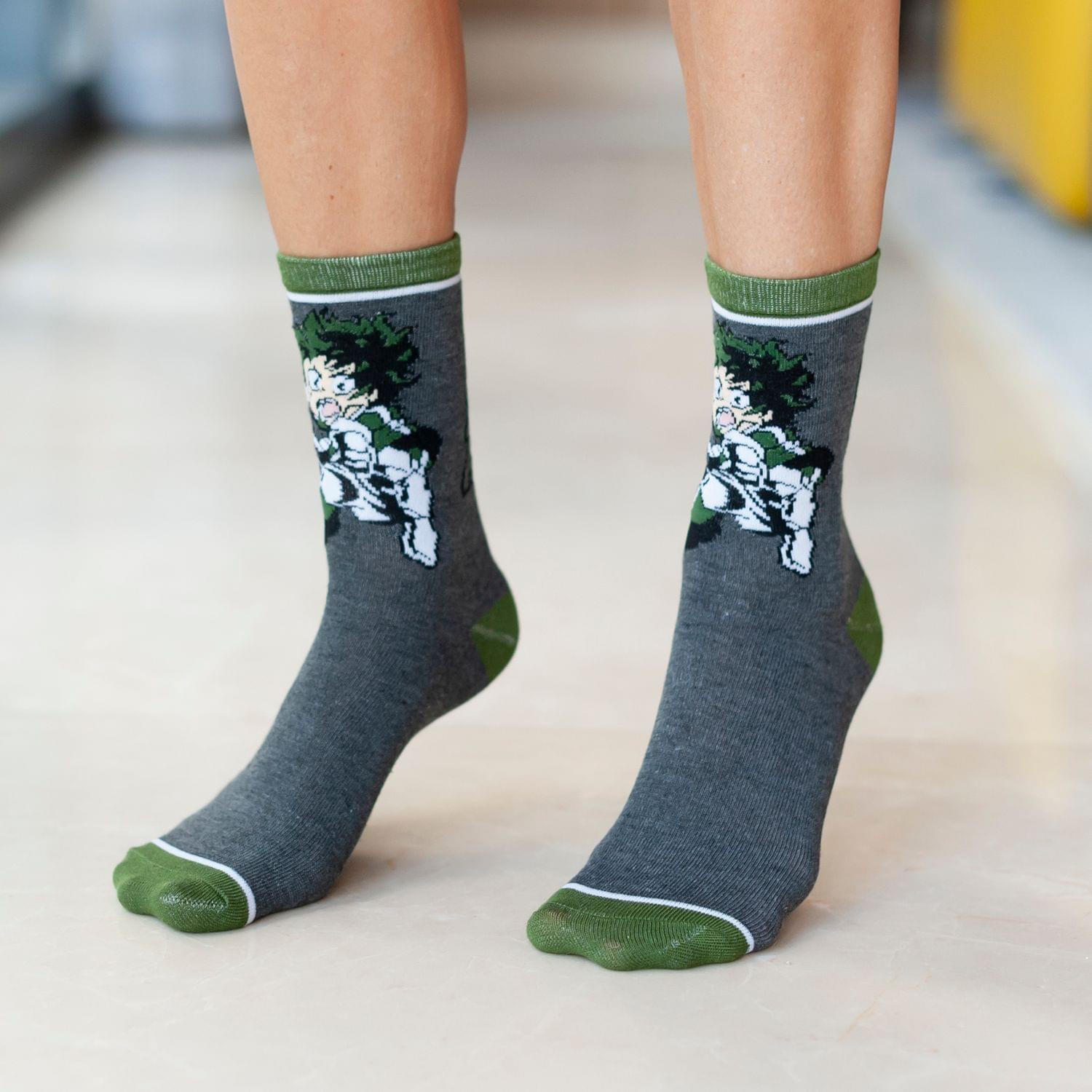 Bioworld My Hero Academia Anime Socks Featuring Deku | Adult Anime Crew Socks