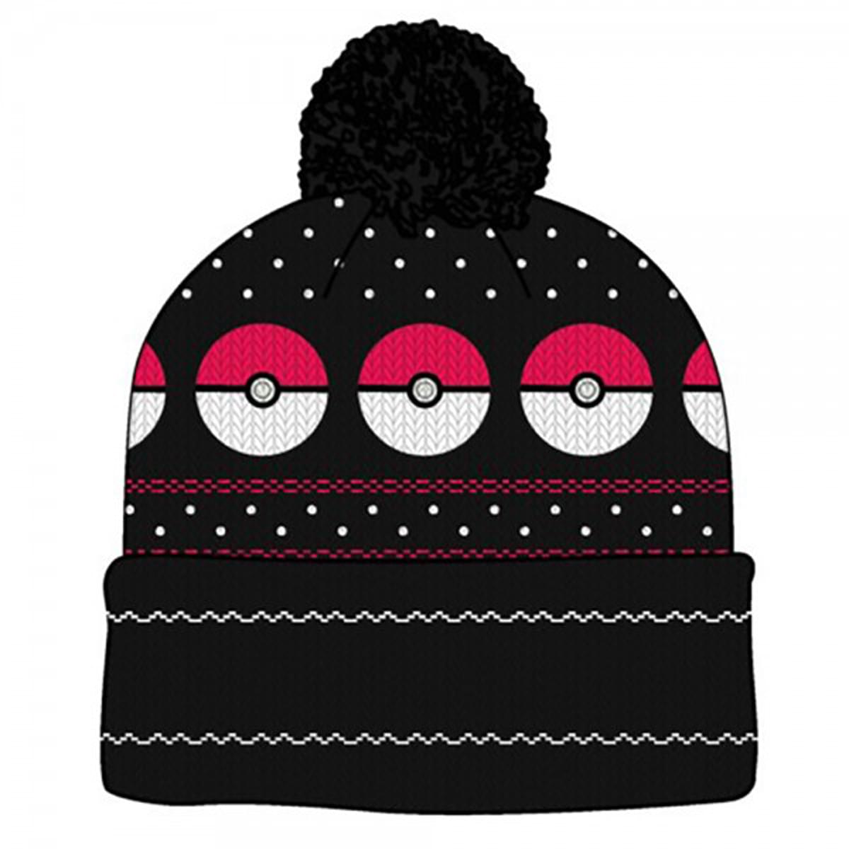 Pokemon Pokeball Fair Isle Pom Beanie