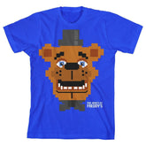 Five Nights at Freddys "Pixel Freddy" Boy's Blue T-Shirt
