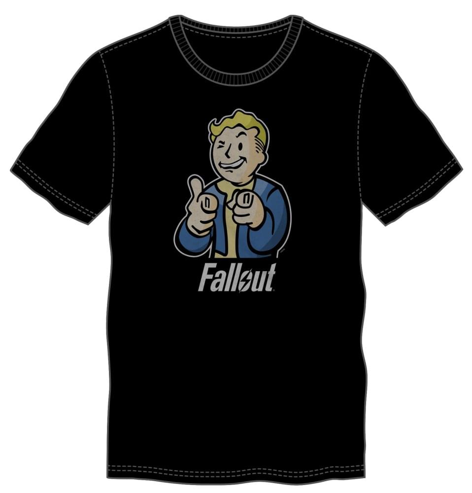 Fallout Vault Boy Pointing Men's Black T-Shirt