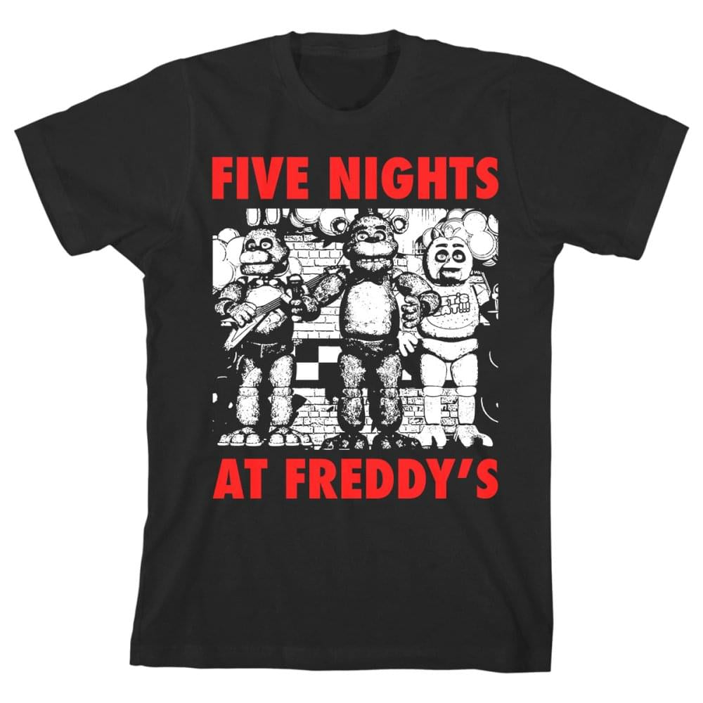 Five Nights at Freddy's "Red Letters" Boy's Black T-Shirt