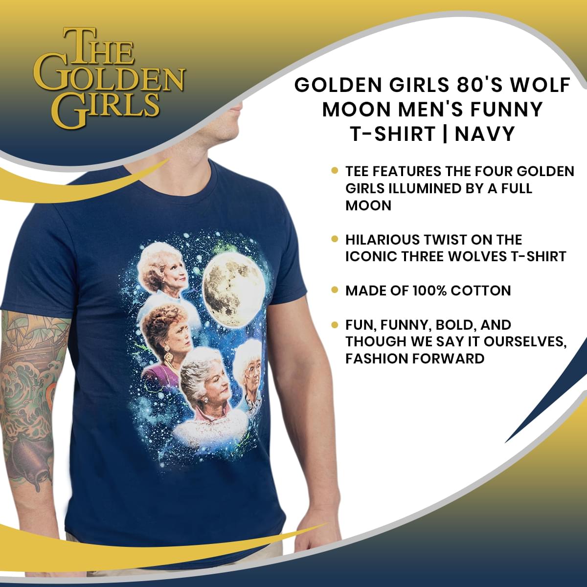 Golden Girls 80's Wolf Moon Men's Funny T-Shirt | Navy