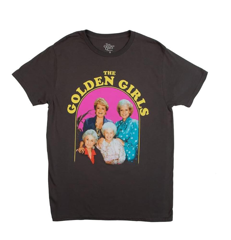 Golden Girls Group Shot Vintage T-Shirt | Charcoal Grey Shirt Featuring The Cast
