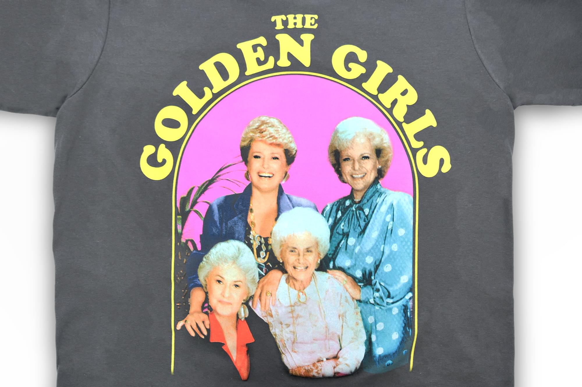 Golden Girls Group Shot Vintage T-Shirt | Charcoal Grey Shirt Featuring The Cast