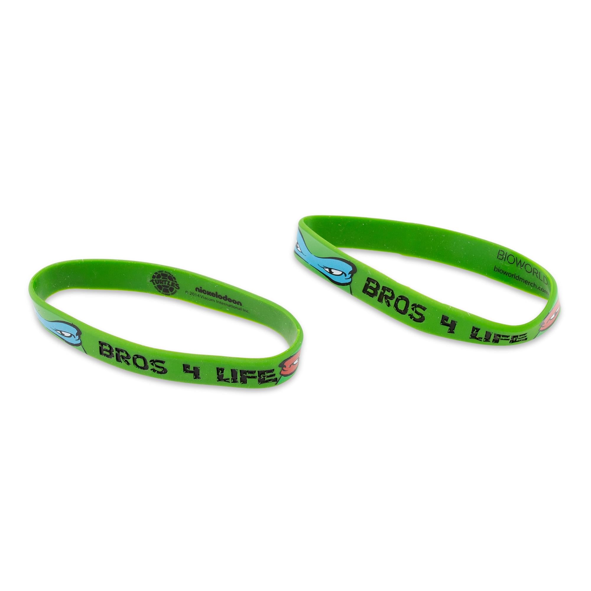 Teenage Mutant Ninja Turtles "Bros 4 Life" Green Rubber Bracelet 2-Pack
