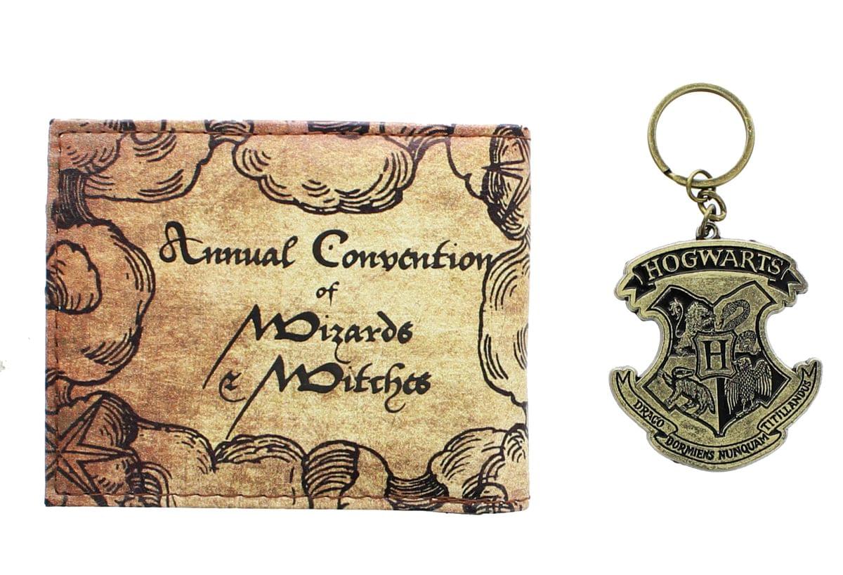 Harry Potter "Muggledom Mysterium" Bi-Fold Wallet and Hogwarts Keychain Set