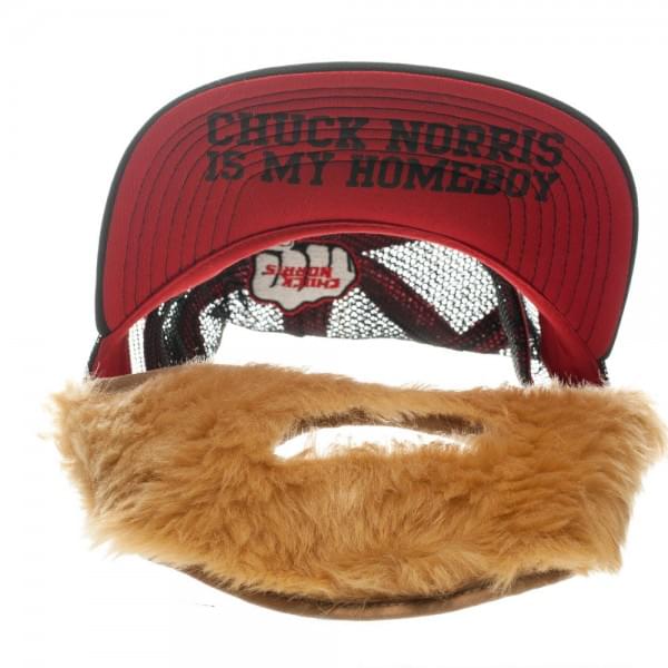 Chuck Norris White Trucker Hat With Beard