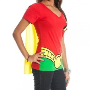 DC Comics Robin Juniors Red V Neck T-Shirt And Cape