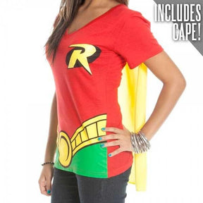 DC Comics Robin Juniors Red V Neck T-Shirt And Cape