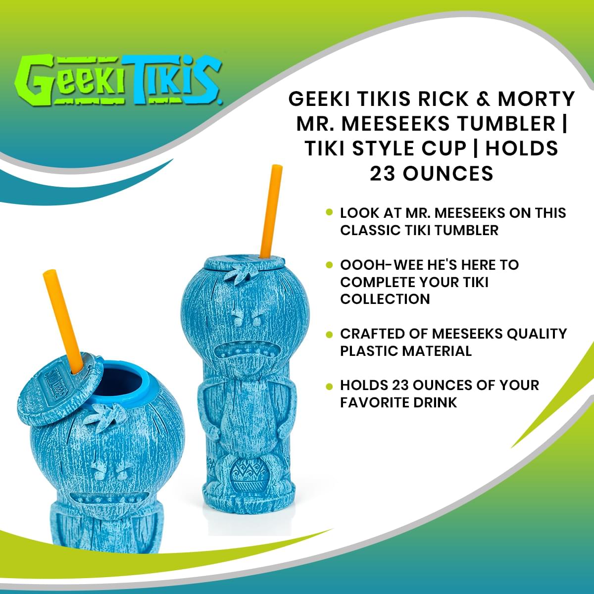 Geeki Tikis Rick and Morty Mr. Meeseeks Plastic Tumbler | Holds 23 Ounces