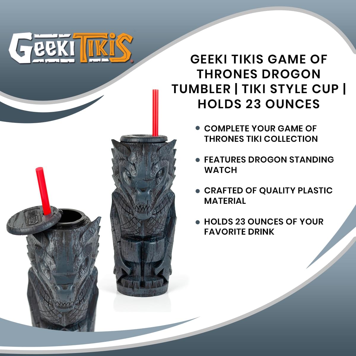 Geeki Tikis Game of Thrones Drogon Plastic Tumbler | Holds 23 Ounces