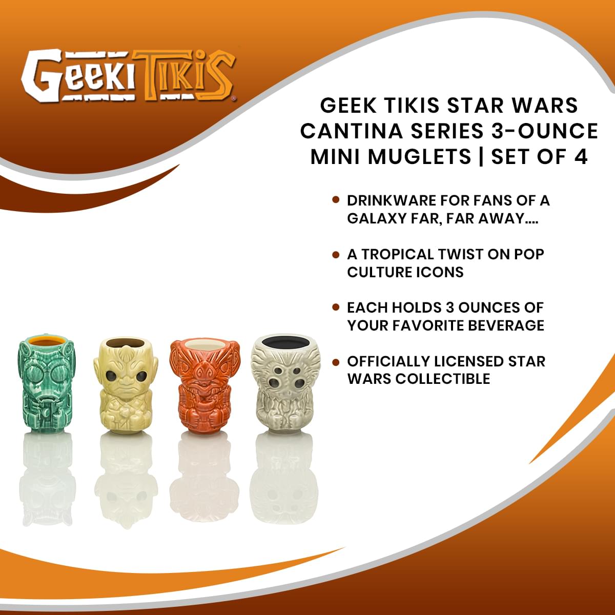 Geek Tikis Star Wars Cantina Series 3-Ounce Mini Muglets | Set of 4