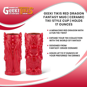 Geeki Tikis Red Dragon Fantasy Mug | Ceramic Tiki Style Cup | Holds 17 Ounces