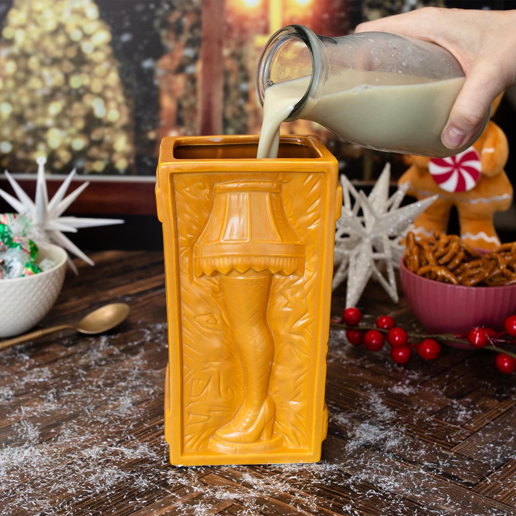 A Christmas Story Leg Lamp 3-Inch Mini Snow Globe and Geeki Tikis Mug Set