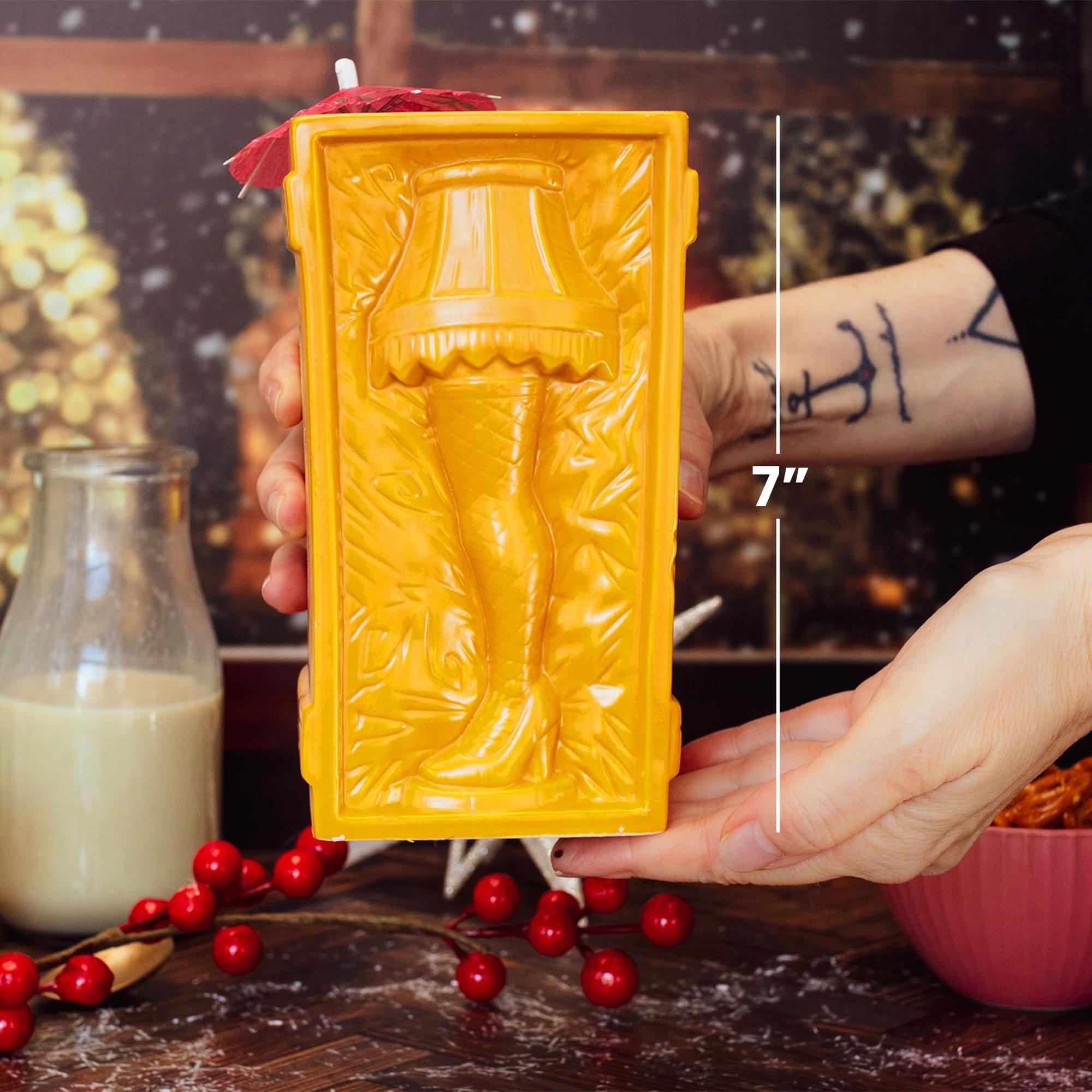 A Christmas Story Leg Lamp 3-Inch Mini Snow Globe and Geeki Tikis Mug Set