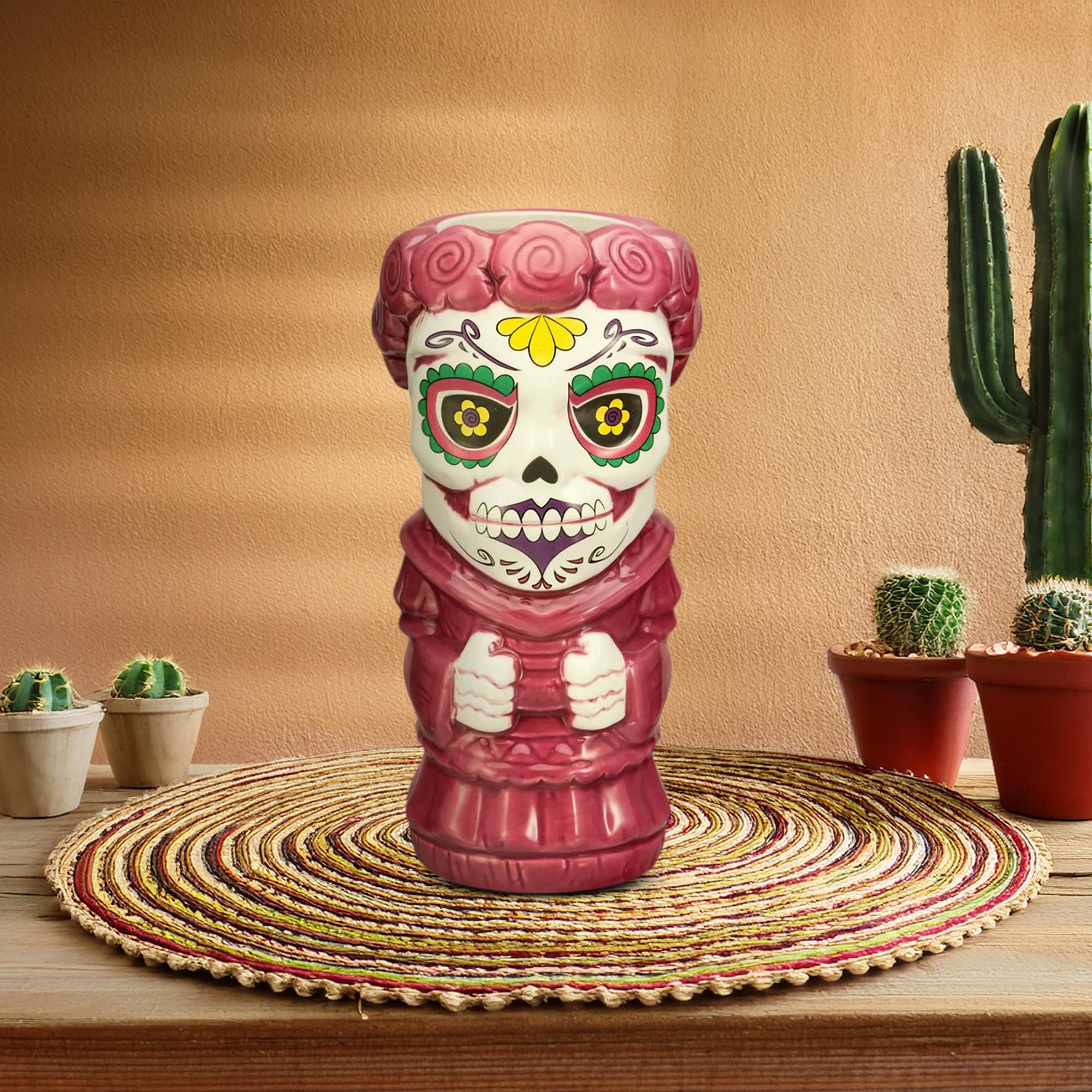 Geeki Tiki Day Of The Dead Sugar Skull Woman 16 Ounce Ceramic Mug