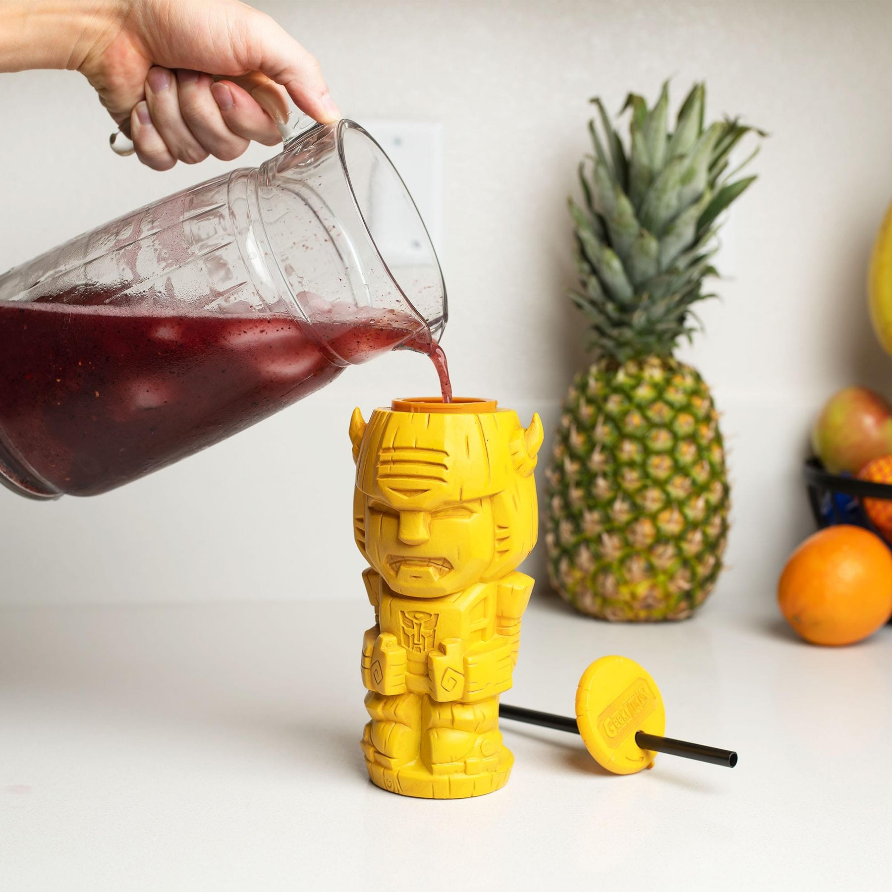 Geeki Tikis Transformers Bumblebee Plastic Tumbler with Straw | Holds 25 Ounces