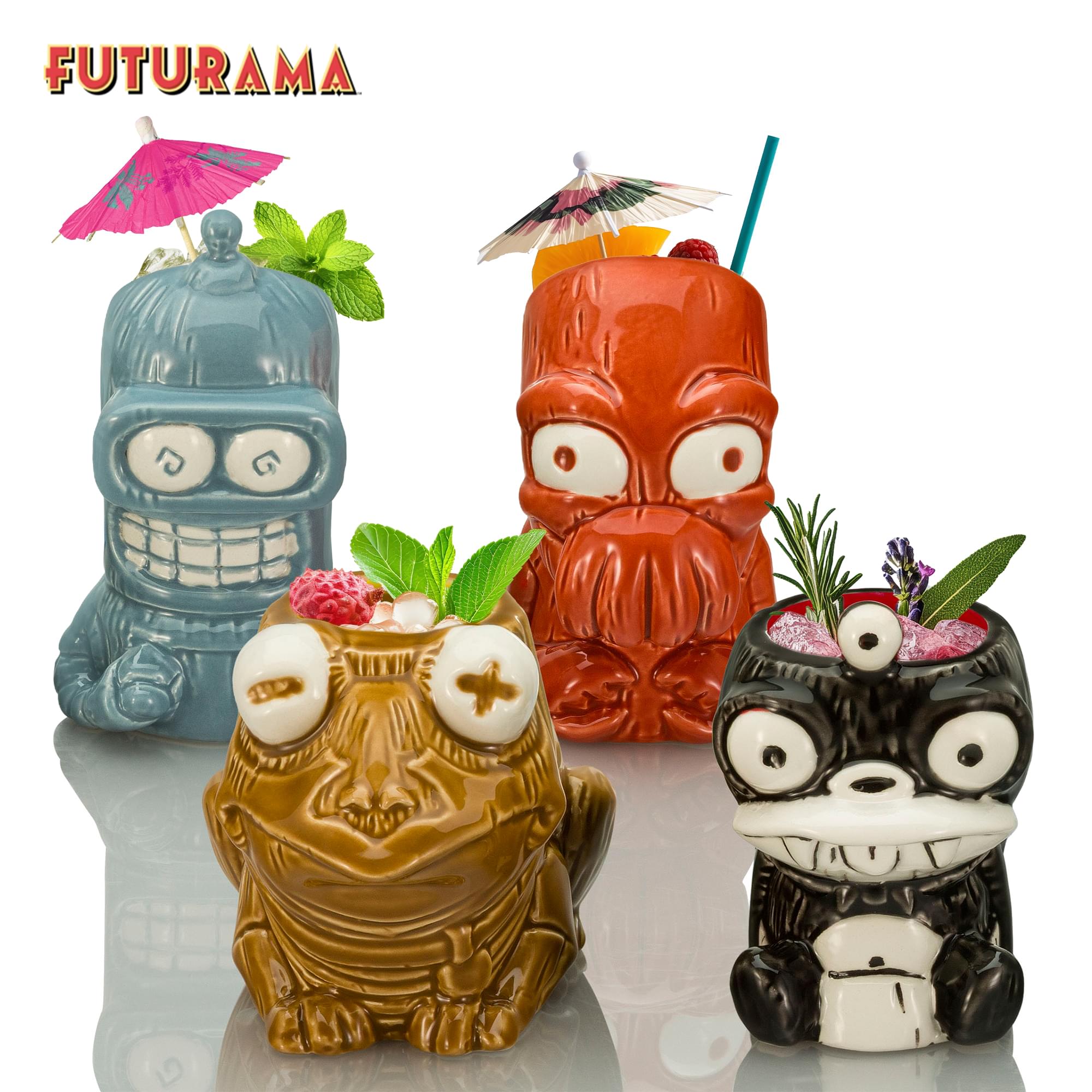 Geeki Tikis Futurama 4-Piece Ceramic Mega Muglet Set