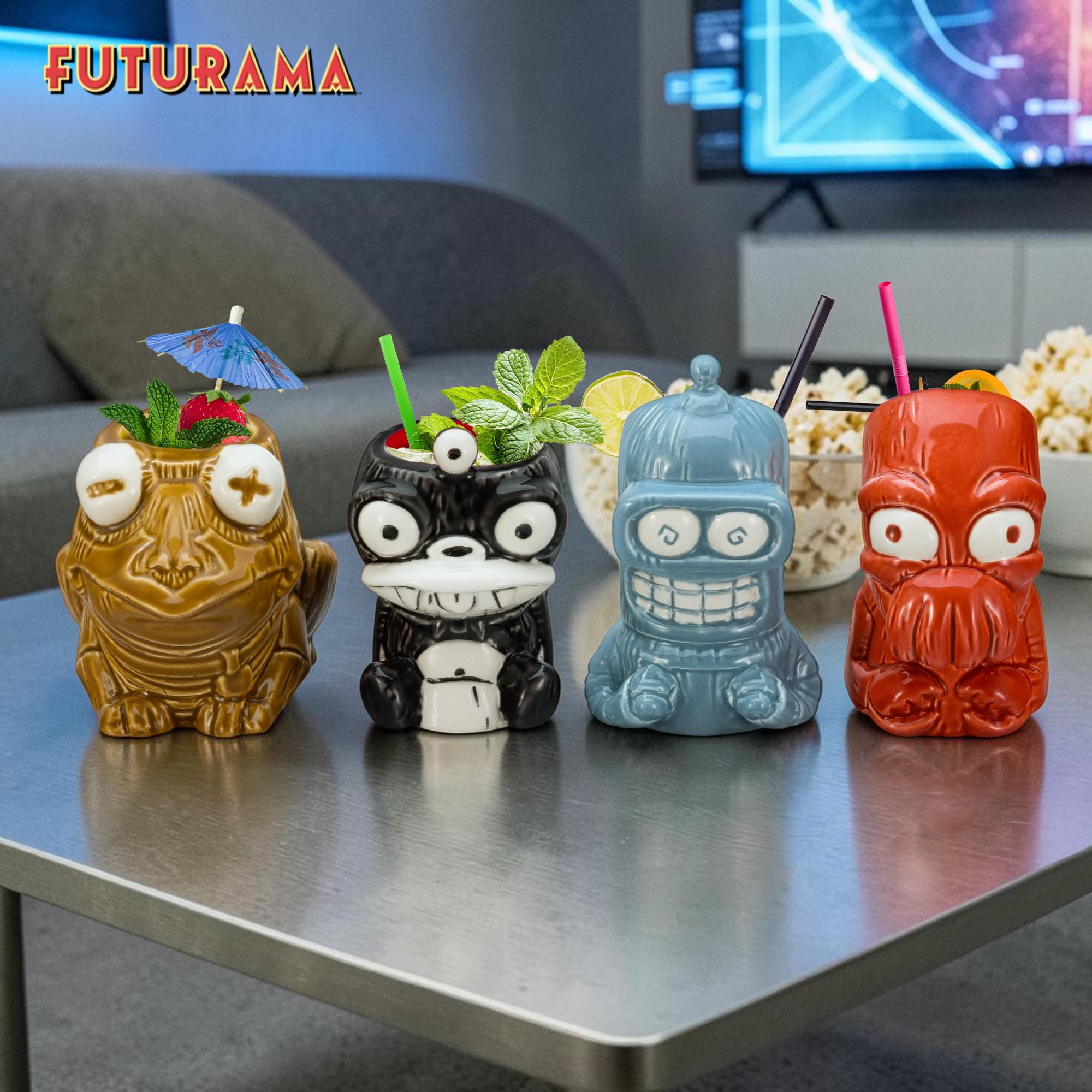 Geeki Tikis Futurama 4-Piece Ceramic Mega Muglet Set