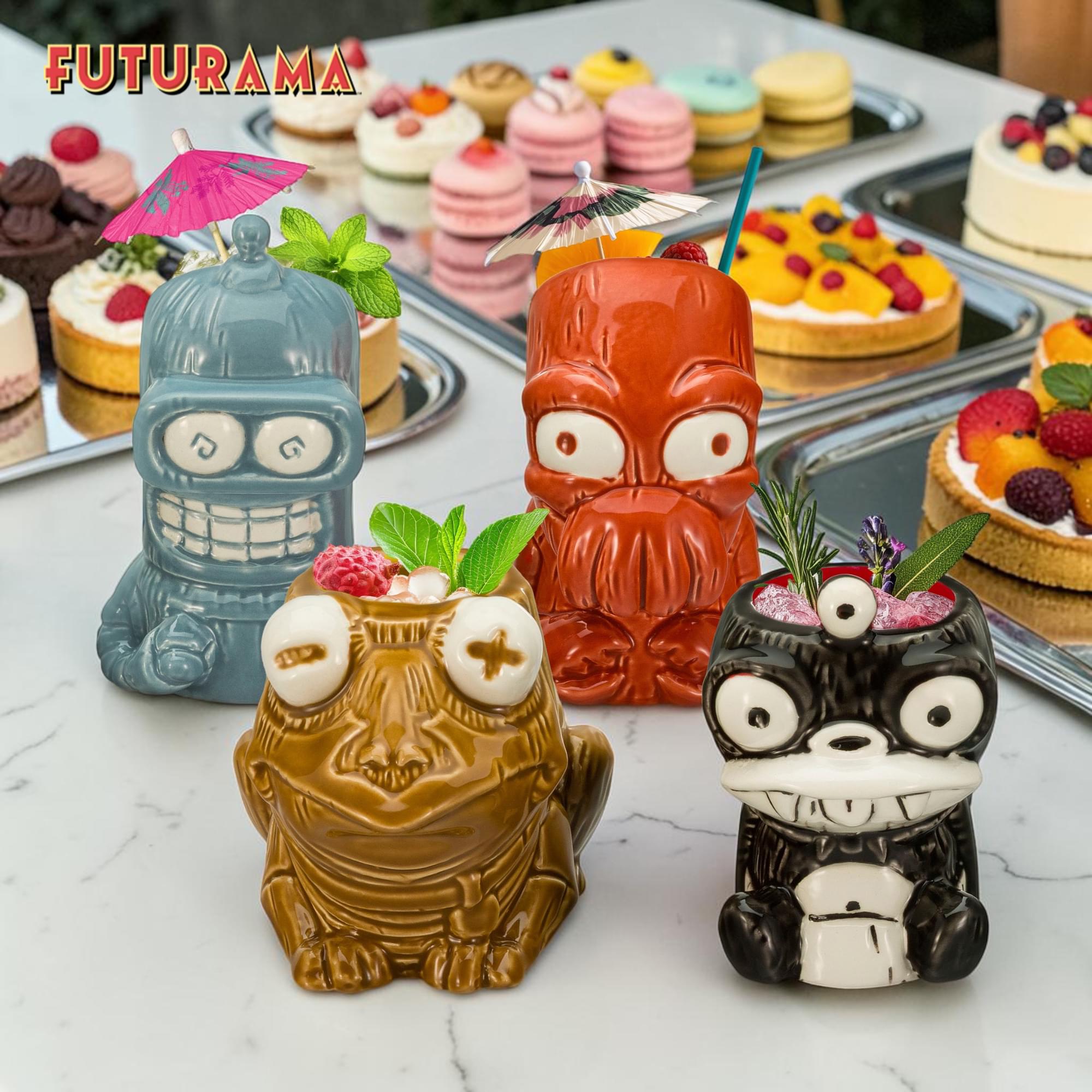 Geeki Tikis Futurama 4-Piece Ceramic Mega Muglet Set