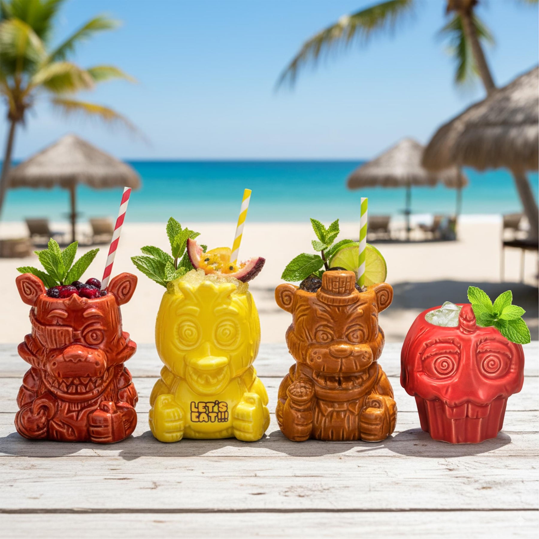 Geeki Tikis Five Nights At Freddy's 4-Piece Ceramic Mini Muglet Set