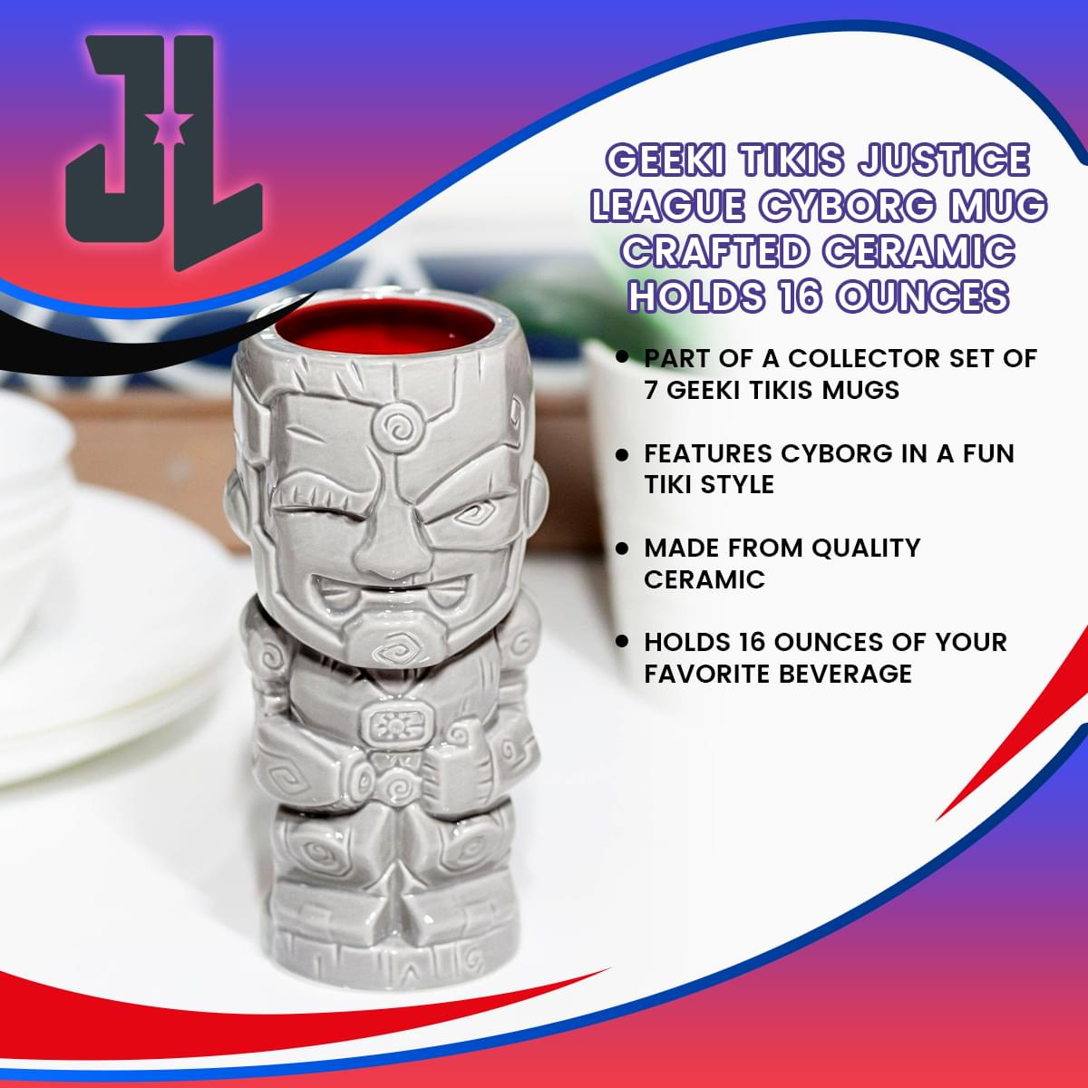 Geeki Tikis DC Comics Cyborg Ceramic Mug | Holds 16 Ounces