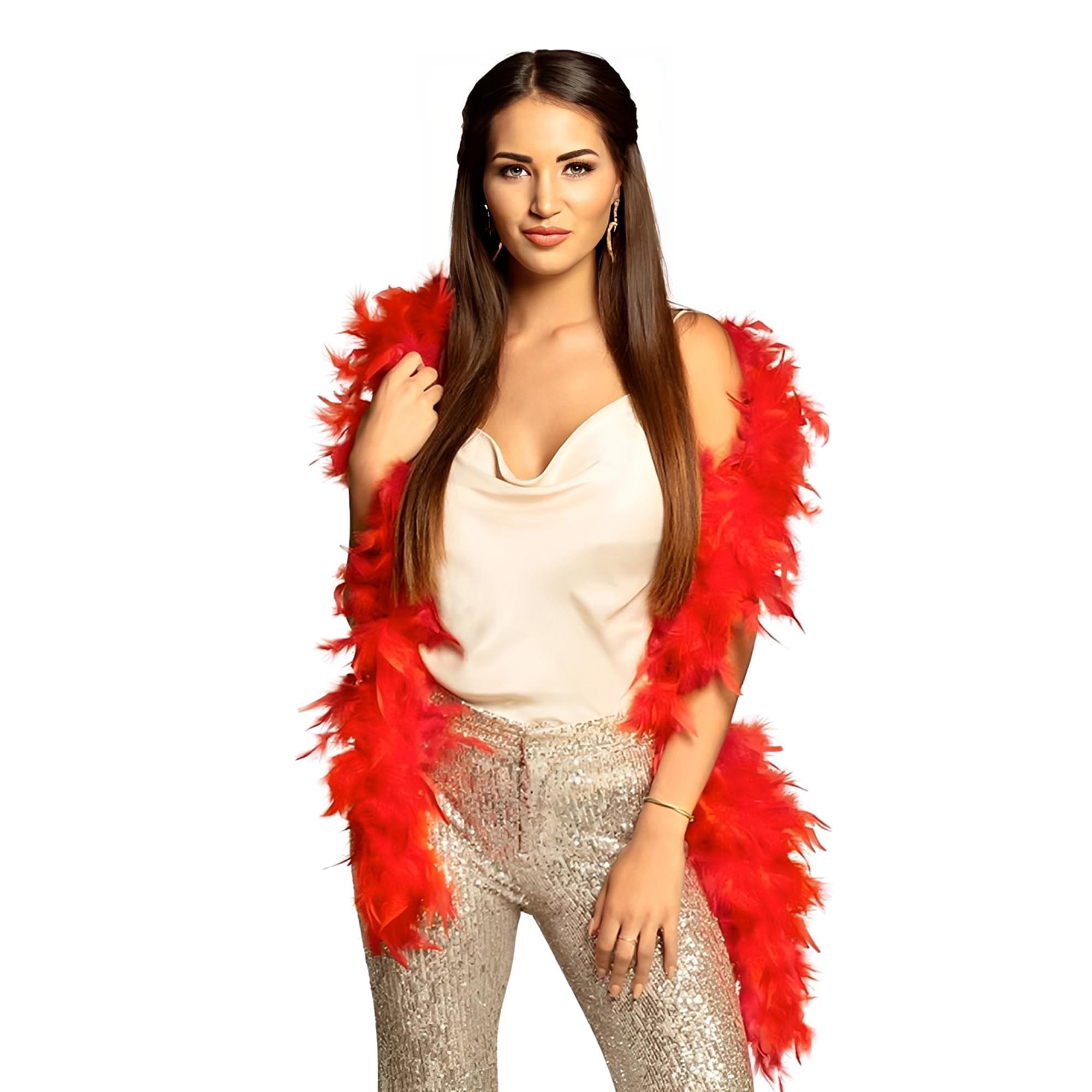 Red Adult Feather Costume Boa