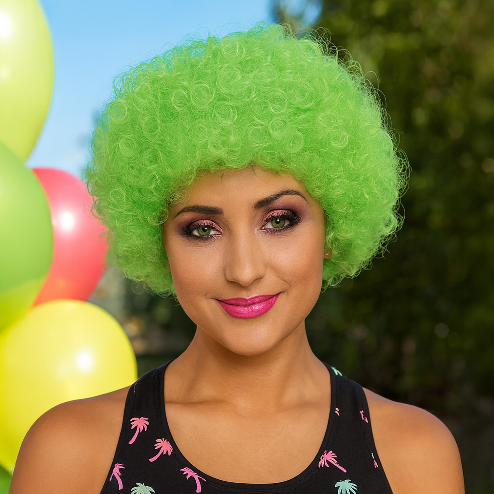 Clown Afro Green Wig