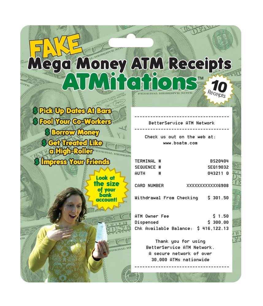 ATMitations Mega Money Fake ATM Receipts Pack Of 10