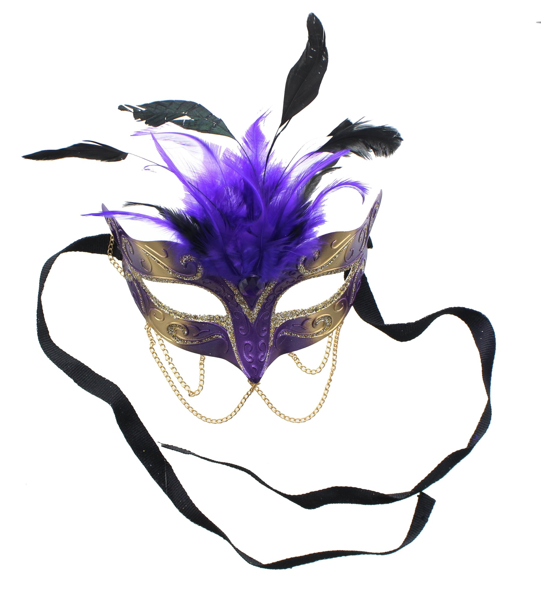 Tamire Costume Mask With Gold Chain: Black/Gold